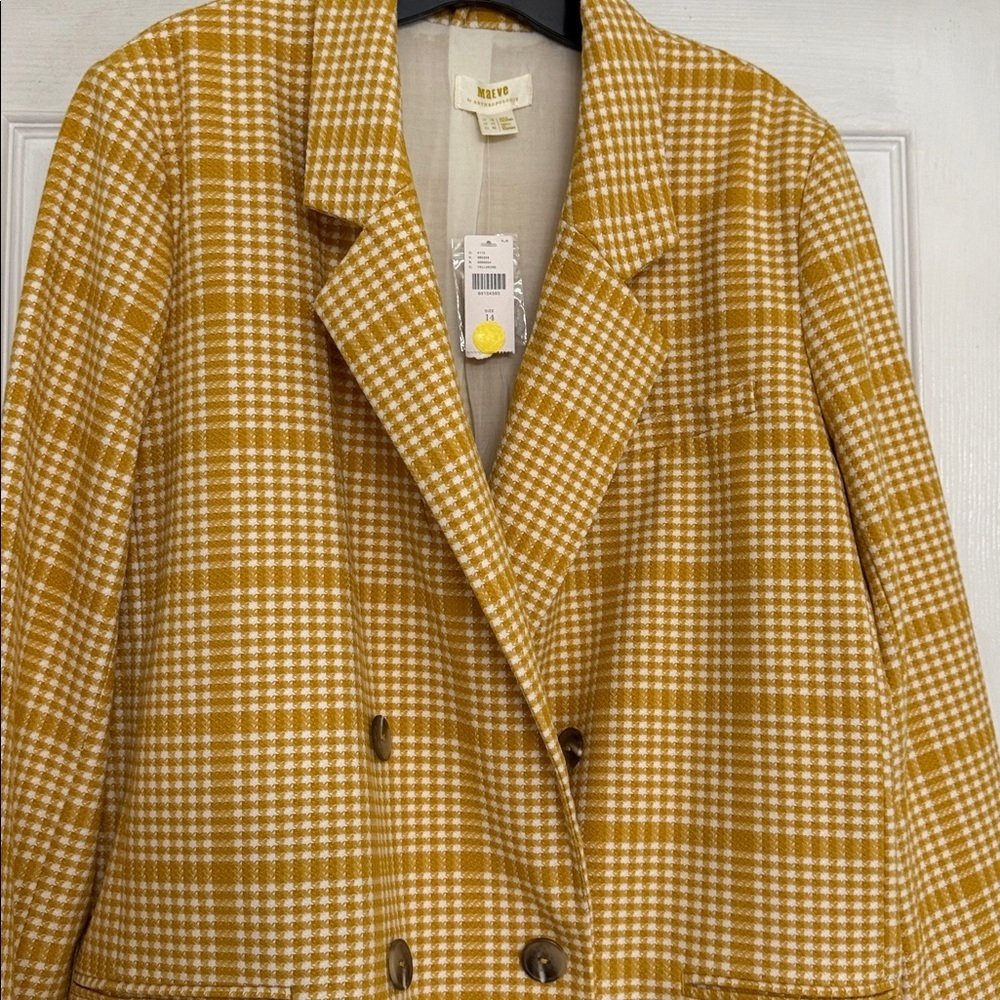 Anthropologie Retro Maeve Plaid Tartan Double-Breasted Blazer NWT, sz 14 - Picture 8 of 16